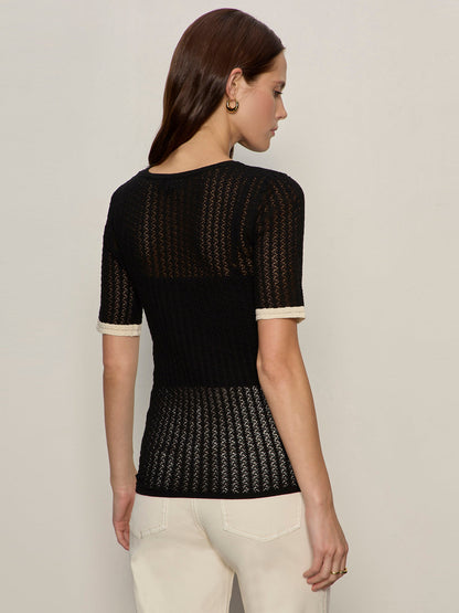 Sanctuary Clothing Popular - GOING PLACES POINTELLE SWEATER BLACK