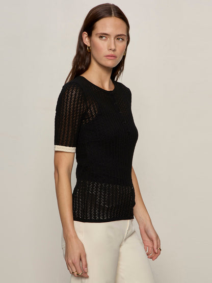 Sanctuary Clothing Popular - GOING PLACES POINTELLE SWEATER BLACK