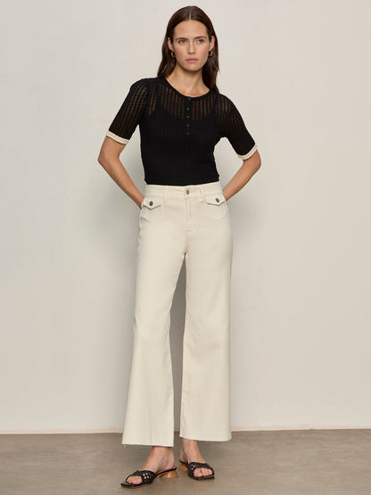 Sanctuary Clothing Popular - GOING PLACES POINTELLE SWEATER BLACK