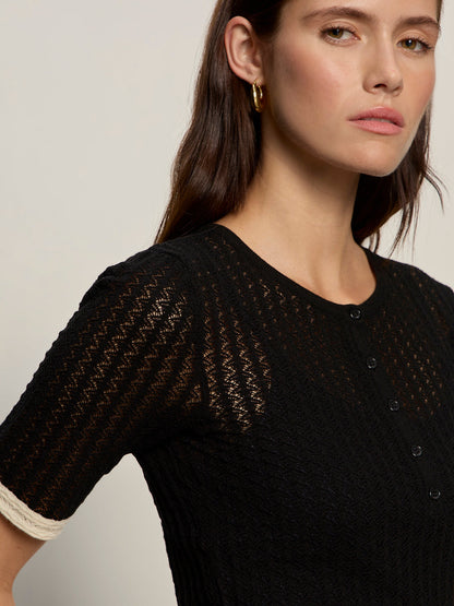 Sanctuary Clothing Popular - GOING PLACES POINTELLE SWEATER BLACK