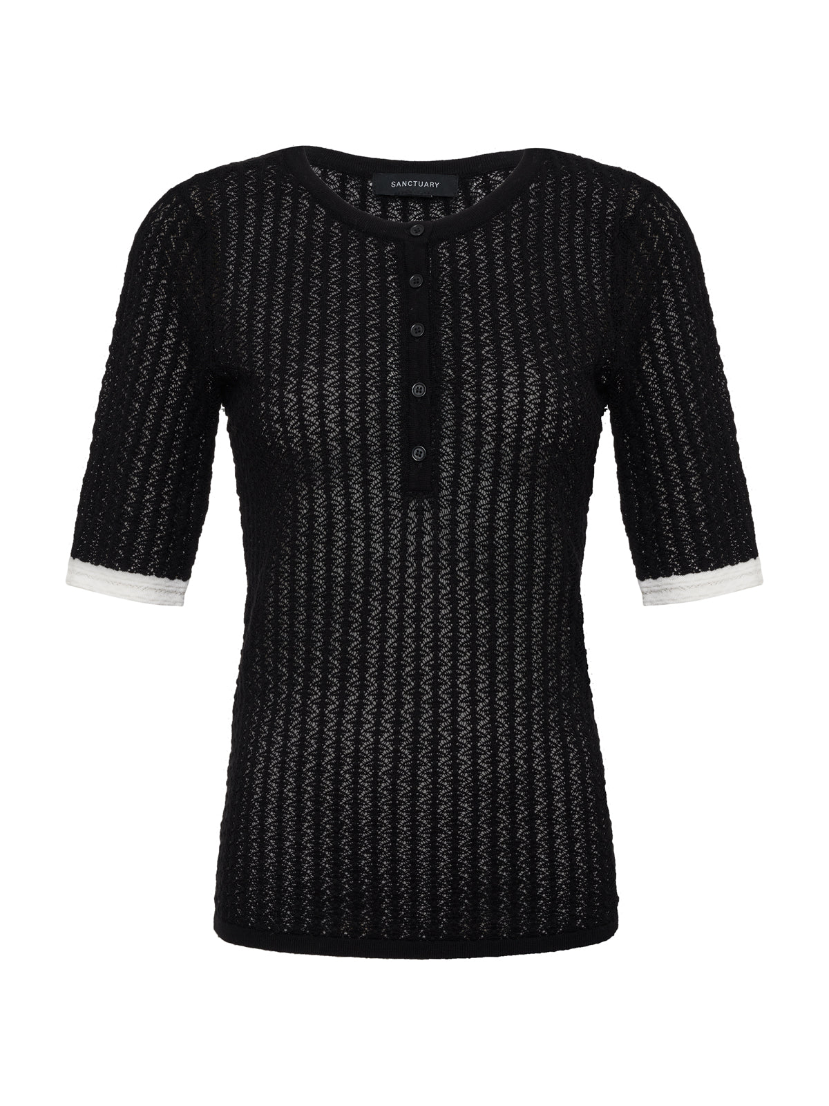 Sanctuary Clothing Popular - GOING PLACES POINTELLE SWEATER BLACK