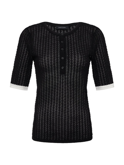 Sanctuary Clothing Popular - GOING PLACES POINTELLE SWEATER BLACK