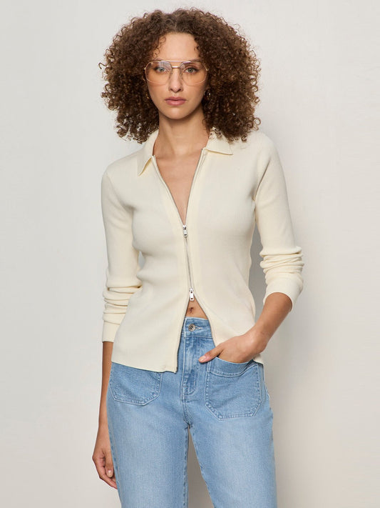 Sanctuary Clothing Best Seller - ONLY YOURS RIBBED ZIP SWEATER COLLAGEN