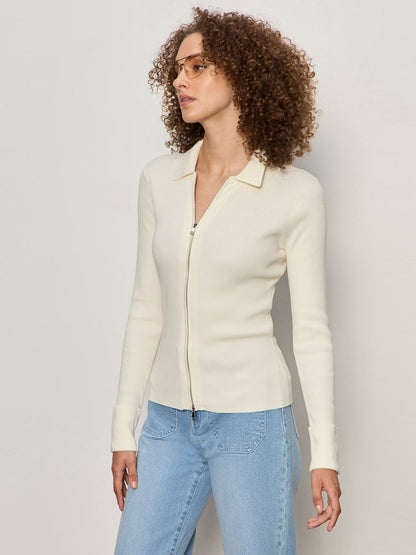 Sanctuary Clothing Best Seller - ONLY YOURS RIBBED ZIP SWEATER COLLAGEN