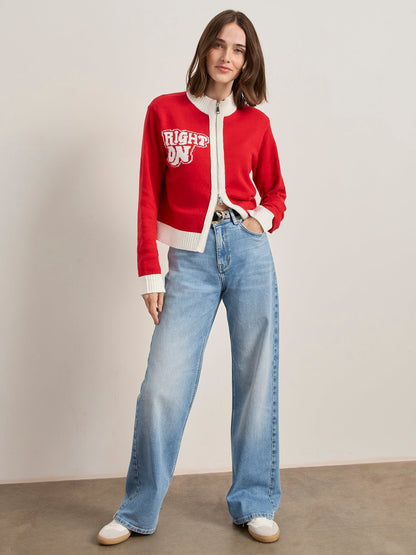 Sanctuary Clothing Recommended - JOE COOL ZIP UP SWEATER CHERRY LACQUER