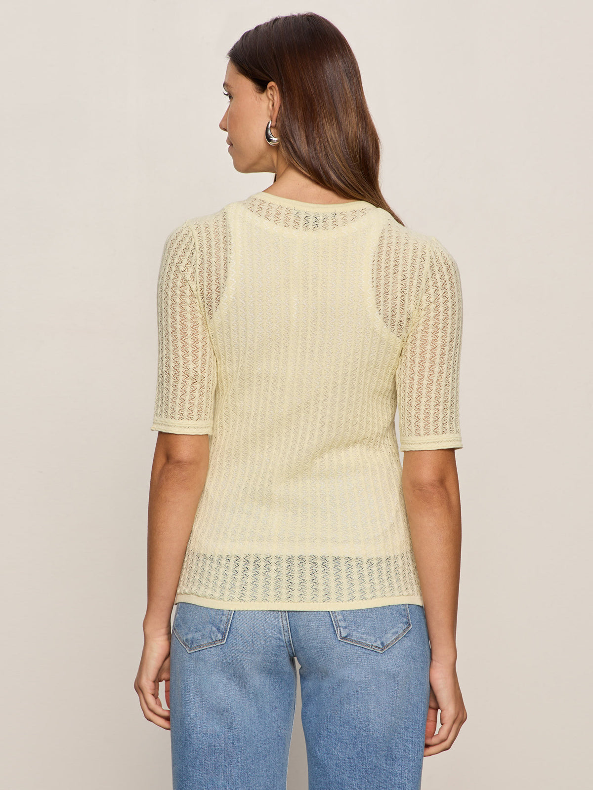 Sanctuary Clothing Signature - GOING PLACES POINTELLE SWEATER LEMON DROP
