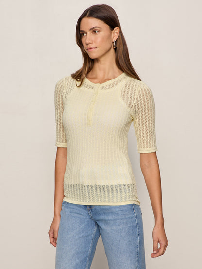 Sanctuary Clothing Signature - GOING PLACES POINTELLE SWEATER LEMON DROP