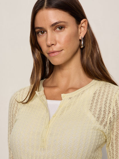 Sanctuary Clothing Signature - GOING PLACES POINTELLE SWEATER LEMON DROP