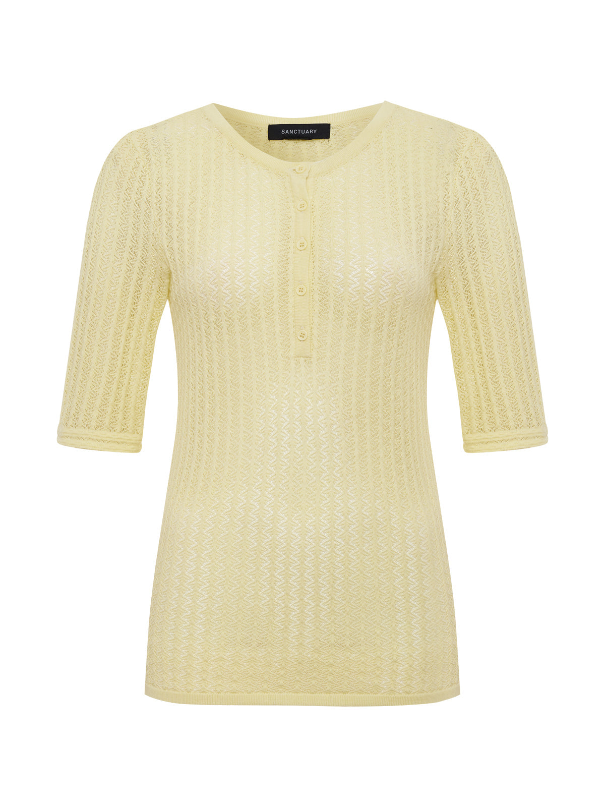 Sanctuary Clothing Signature - GOING PLACES POINTELLE SWEATER LEMON DROP