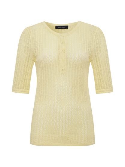 Sanctuary Clothing Signature - GOING PLACES POINTELLE SWEATER LEMON DROP