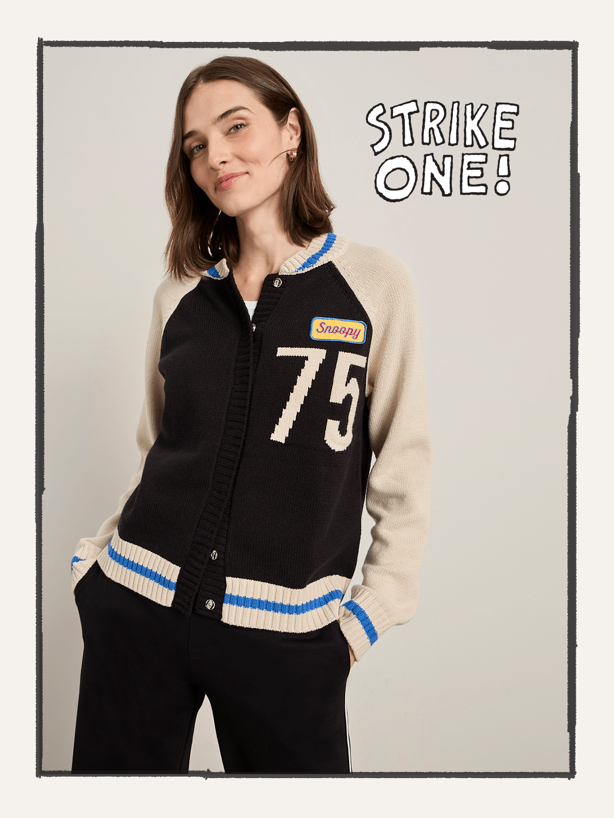 Sanctuary Clothing Trusted - 75 BOMBER SWEATER BLACK/ CHALK