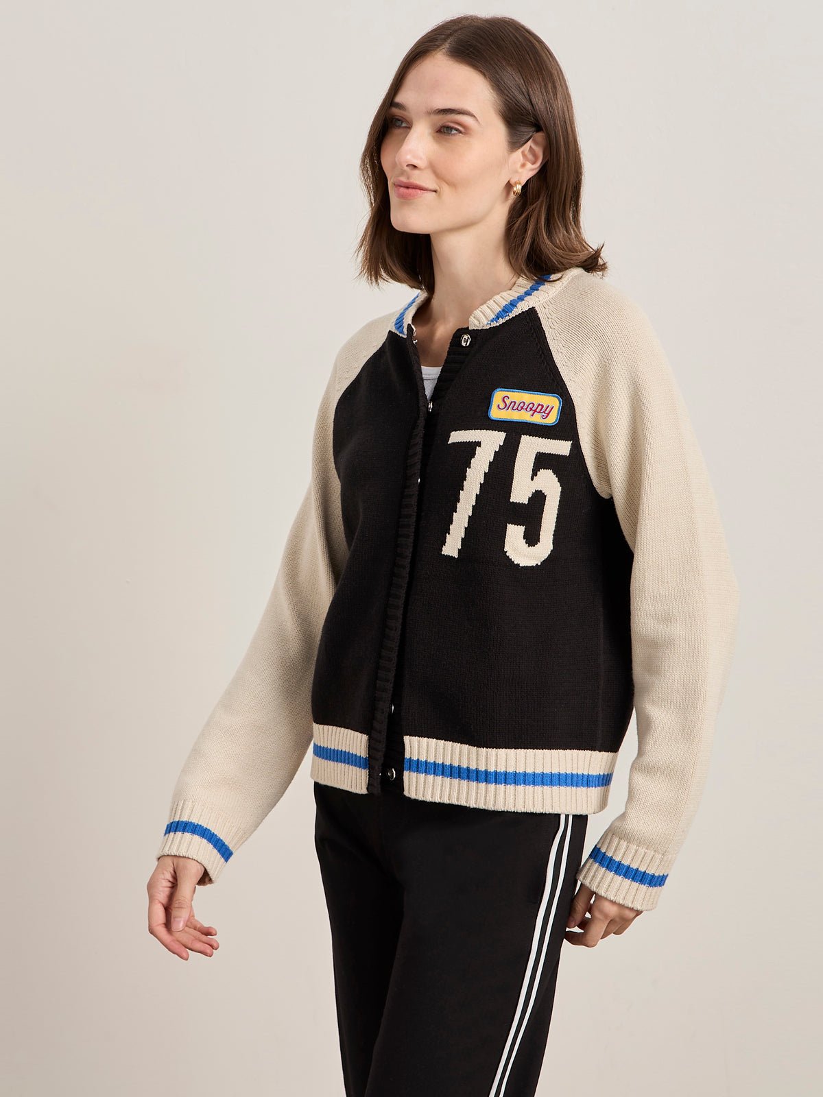 Sanctuary Clothing Trusted - 75 BOMBER SWEATER BLACK/ CHALK