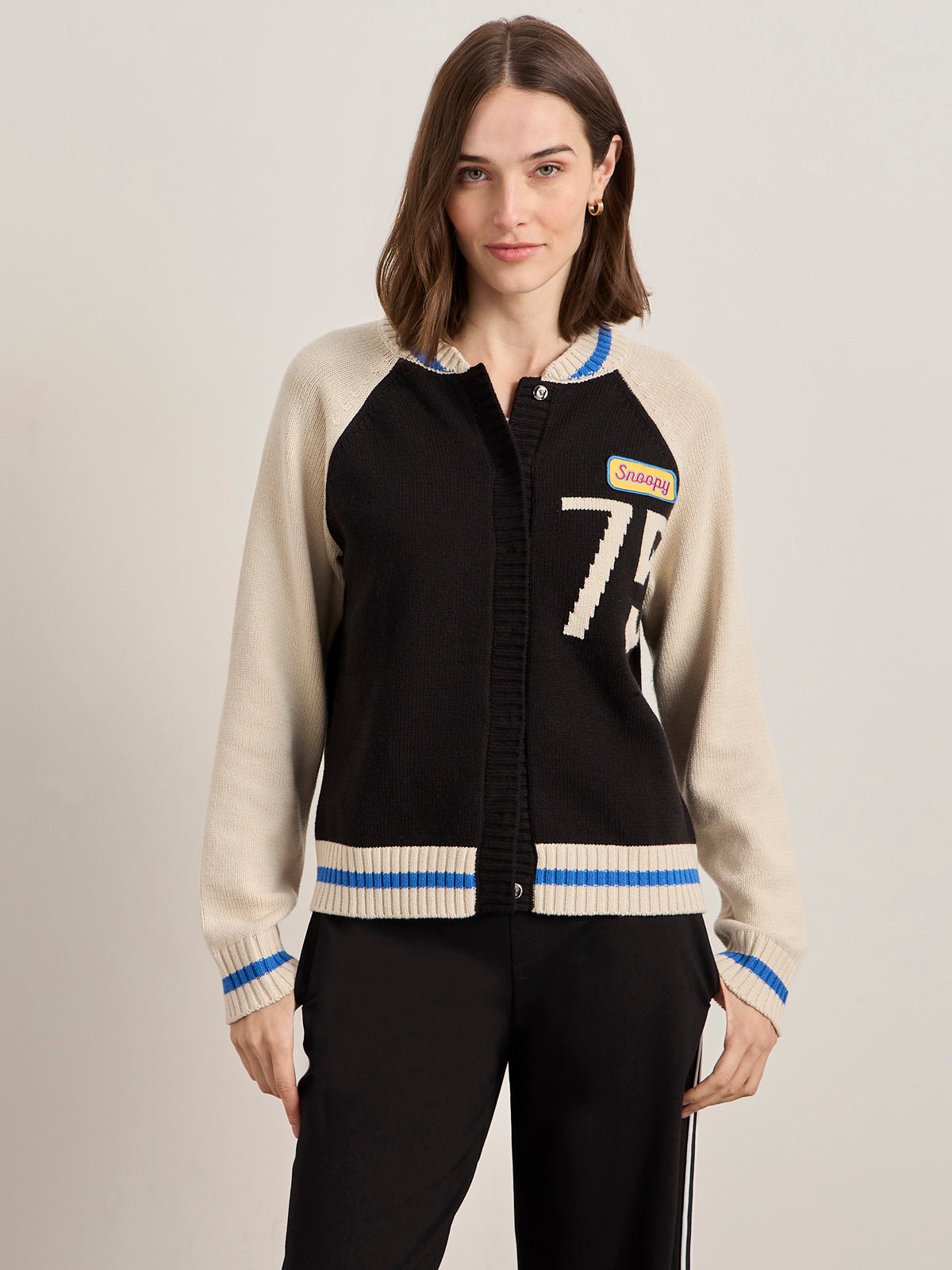 Sanctuary Clothing Trusted - 75 BOMBER SWEATER BLACK/ CHALK