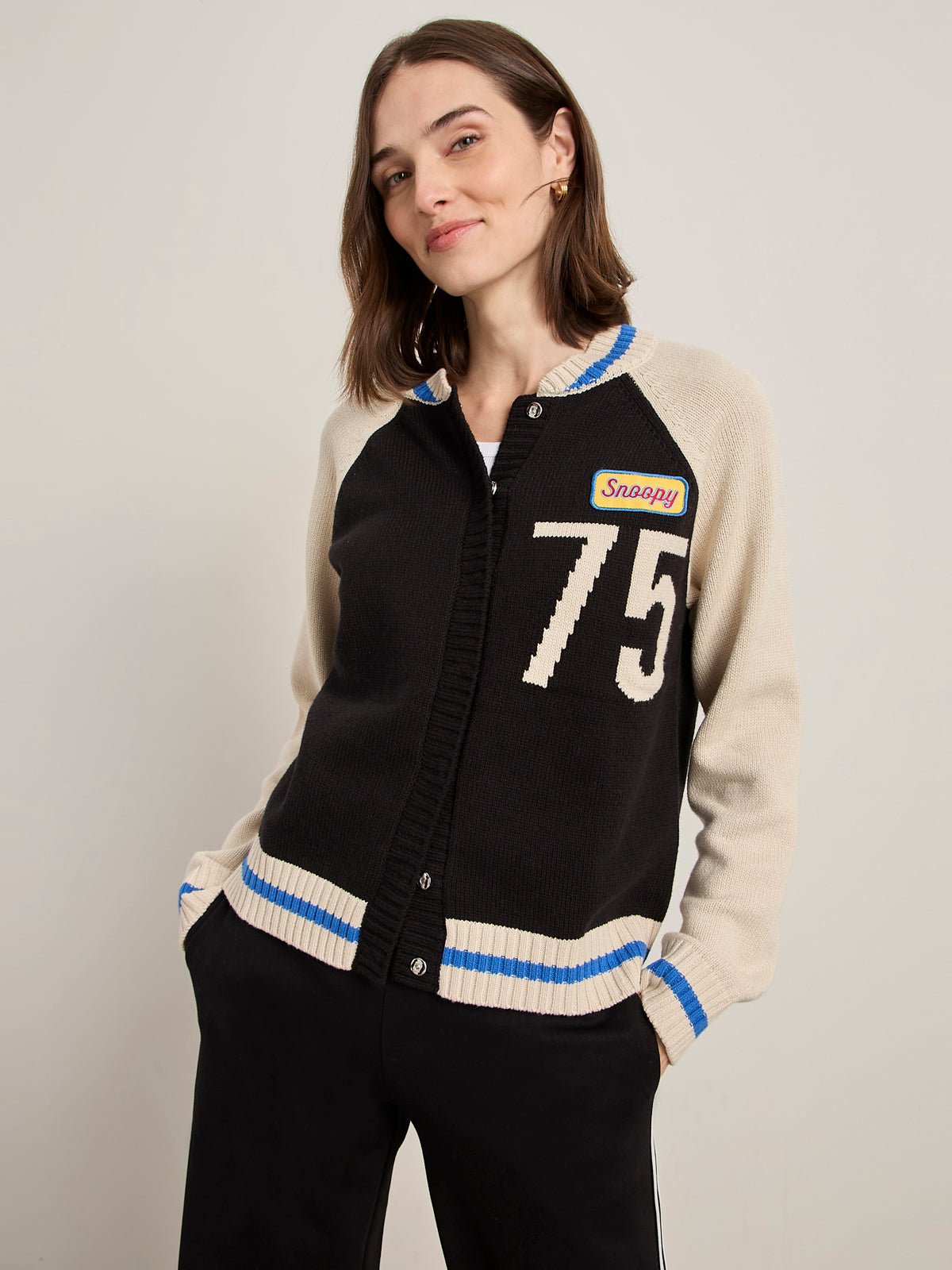 Sanctuary Clothing Trusted - 75 BOMBER SWEATER BLACK/ CHALK