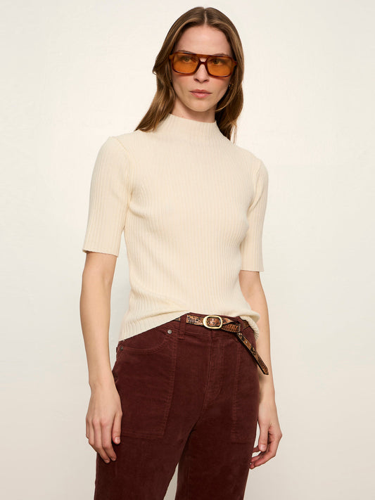 Sanctuary Clothing Best Price - High Neck Ribbed Top Bone