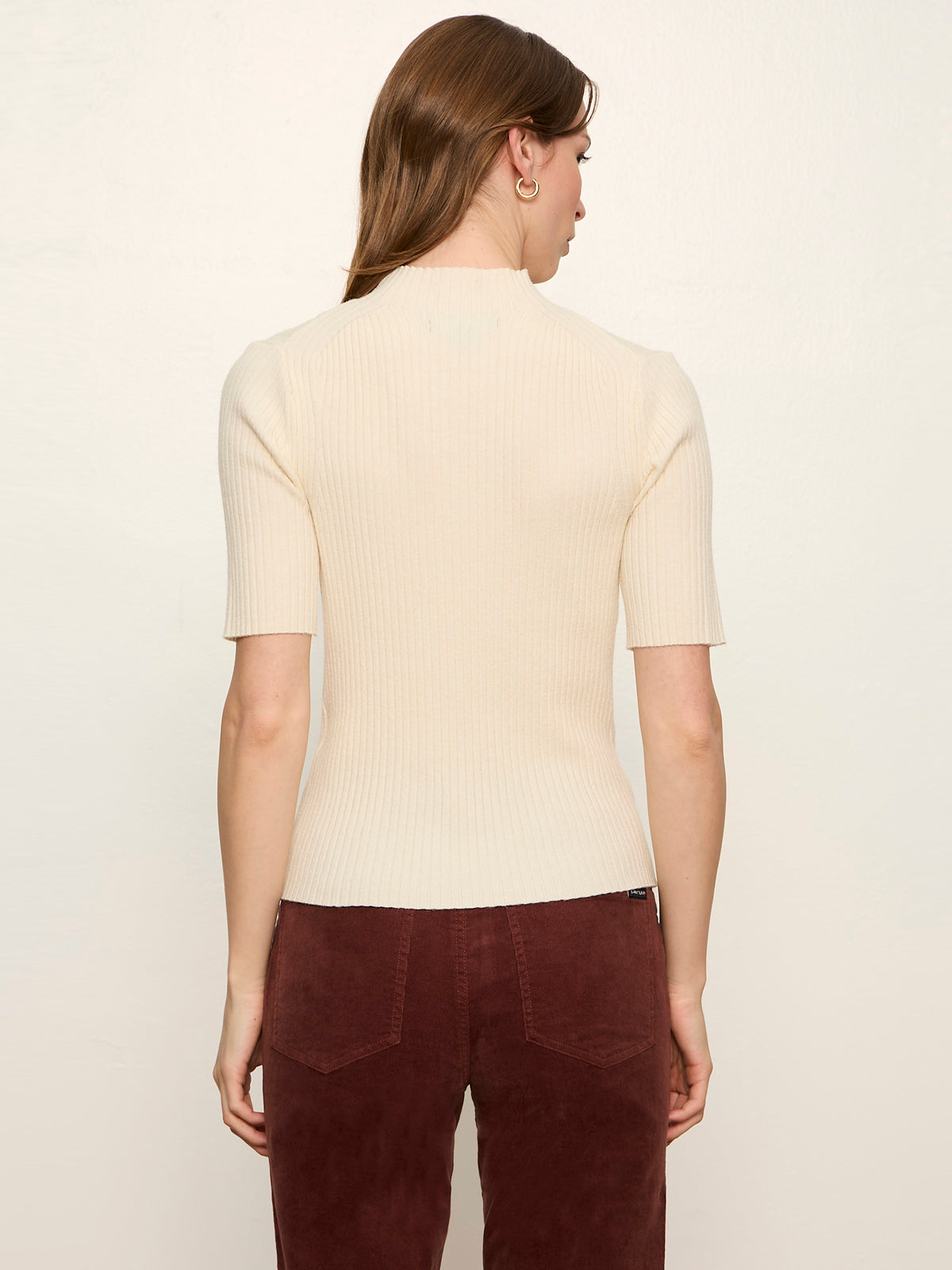 Sanctuary Clothing Best Price - High Neck Ribbed Top Bone
