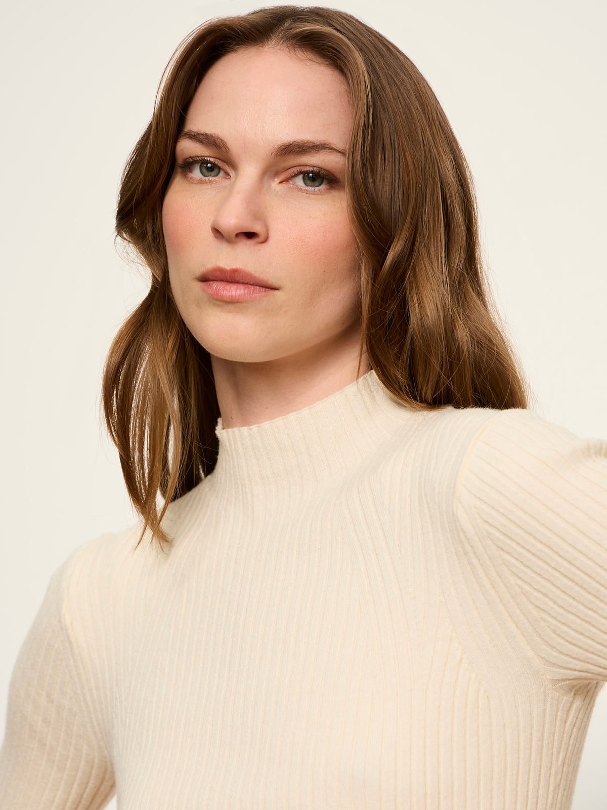 Sanctuary Clothing Best Price - High Neck Ribbed Top Bone