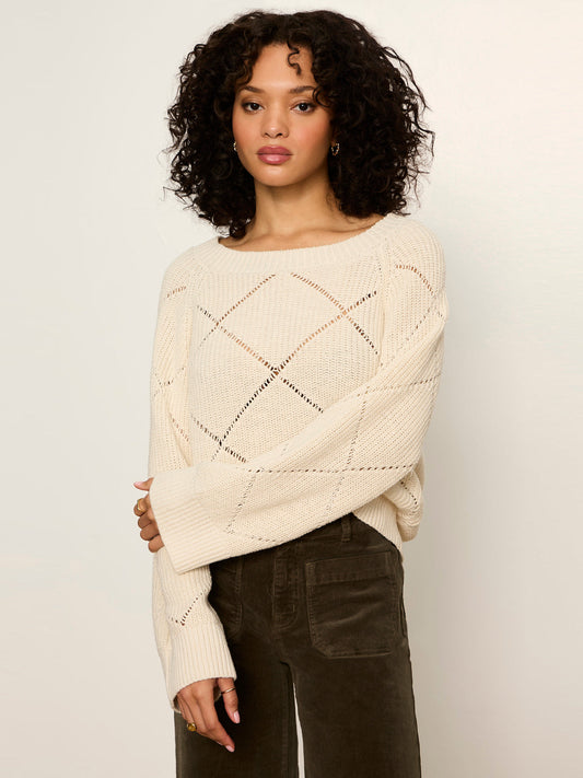Sanctuary Clothing Top Pick - Diamond Stitch Popover Bone