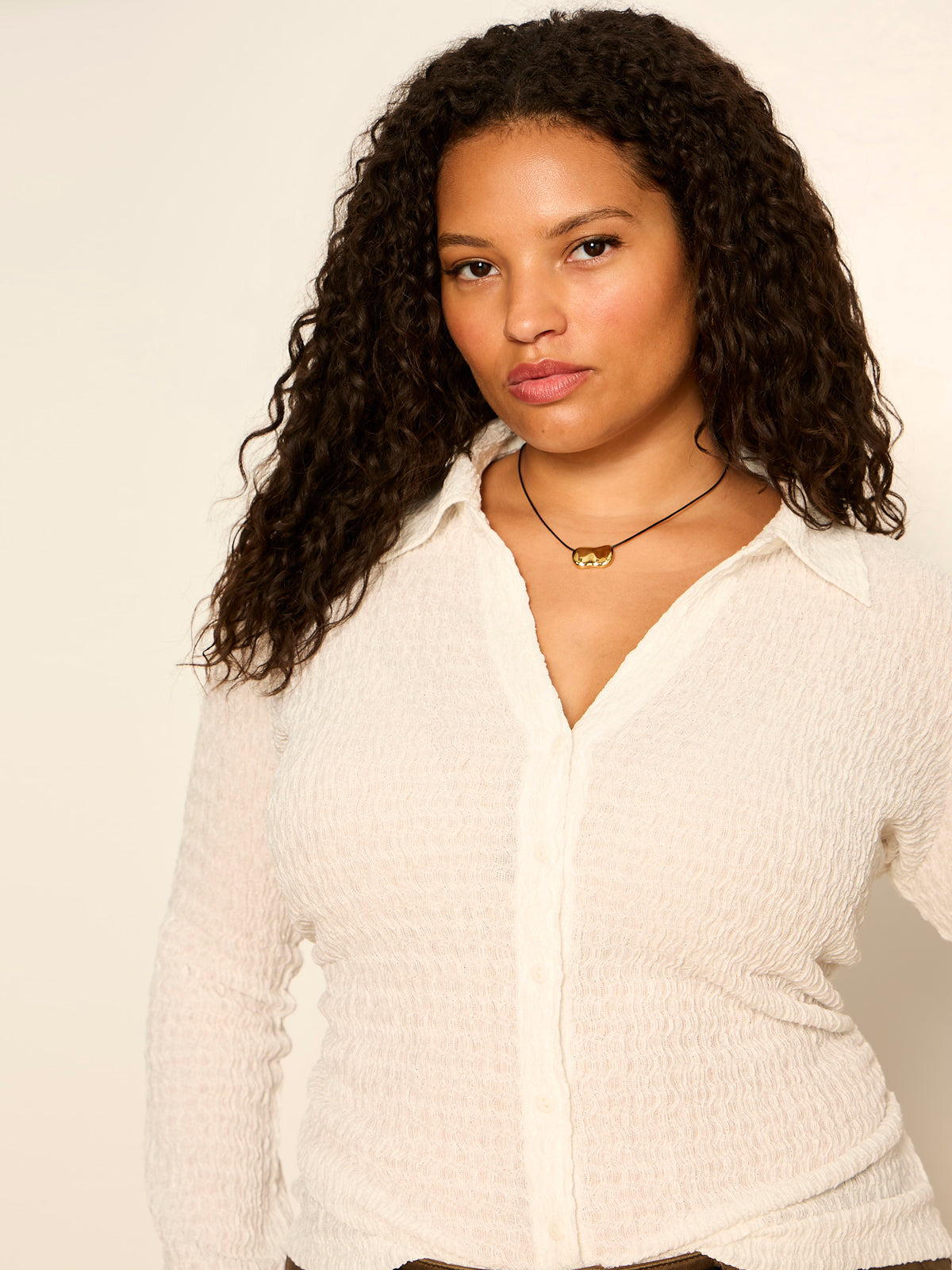 Sanctuary Clothing Exclusive - JUNO TEXTURED BUTTON FRONT CHALK