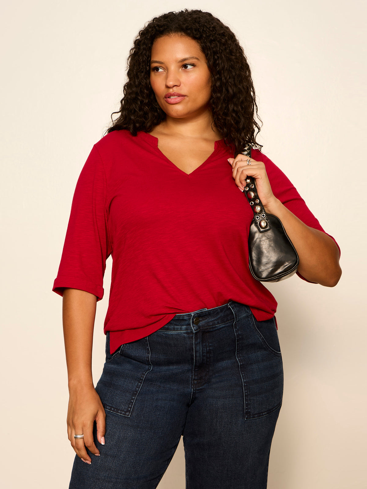 Sanctuary Clothing Popular - DOLCE NOTCH NECK TEE RED BERRY