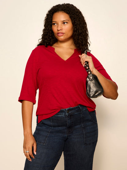 Sanctuary Clothing Popular - DOLCE NOTCH NECK TEE RED BERRY