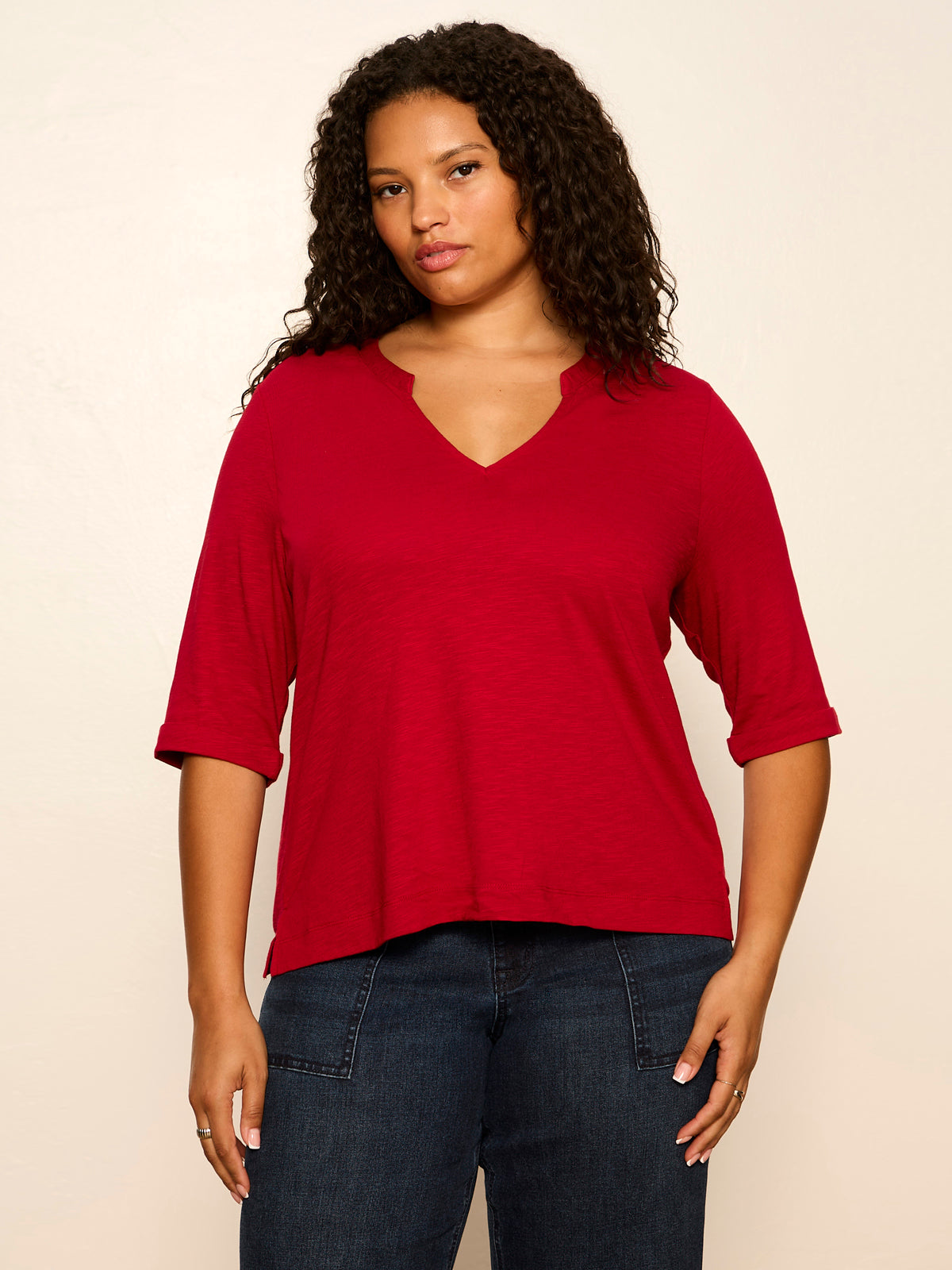 Sanctuary Clothing Popular - DOLCE NOTCH NECK TEE RED BERRY