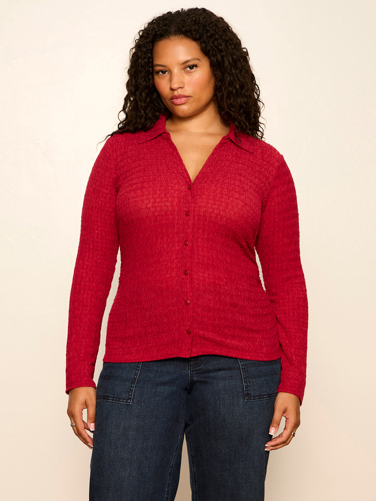 Sanctuary Clothing Special Offer - JUNO TEXTURED BUTTON FRONT RED BERRY