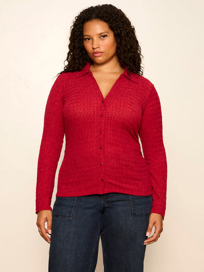 Sanctuary Clothing Special Offer - JUNO TEXTURED BUTTON FRONT RED BERRY