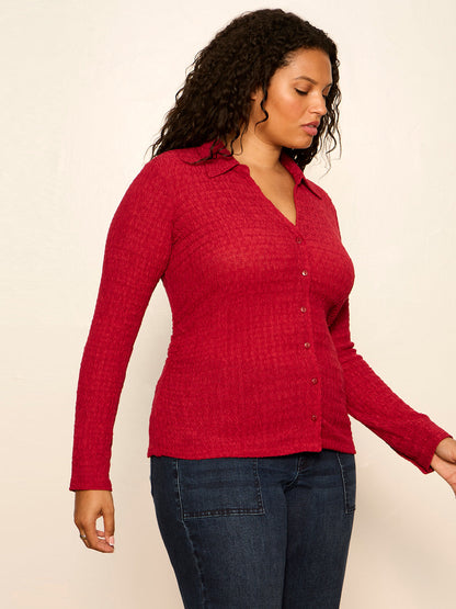 Sanctuary Clothing Special Offer - JUNO TEXTURED BUTTON FRONT RED BERRY