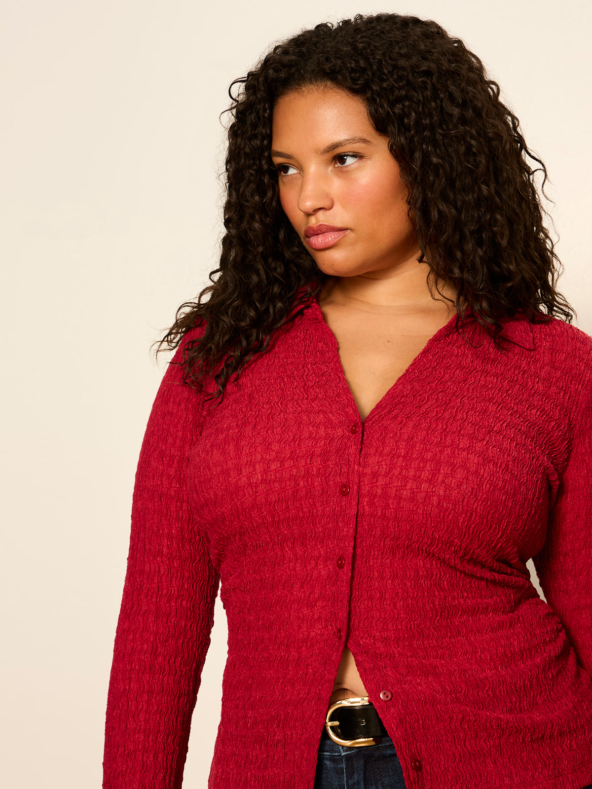 Sanctuary Clothing Special Offer - JUNO TEXTURED BUTTON FRONT RED BERRY
