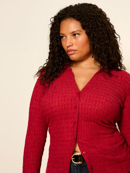 Sanctuary Clothing Special Offer - JUNO TEXTURED BUTTON FRONT RED BERRY