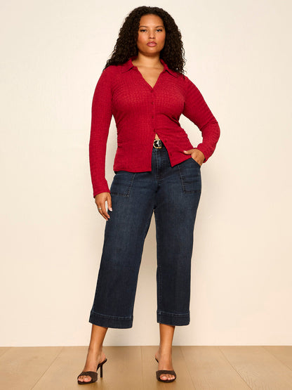 Sanctuary Clothing Special Offer - JUNO TEXTURED BUTTON FRONT RED BERRY