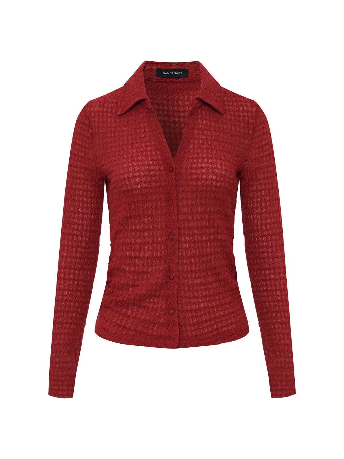 Sanctuary Clothing Special Offer - JUNO TEXTURED BUTTON FRONT RED BERRY
