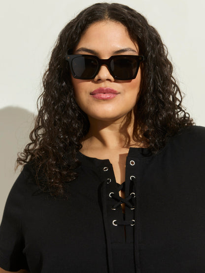 Sanctuary Clothing Trending - LACE UP TIMELESS TEE BLACK