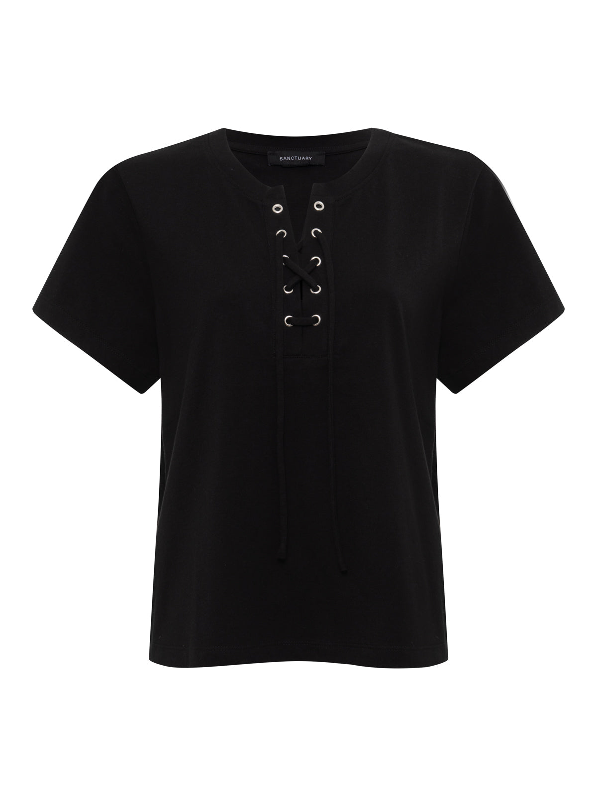 Sanctuary Clothing Trending - LACE UP TIMELESS TEE BLACK