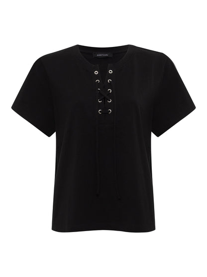 Sanctuary Clothing Trending - LACE UP TIMELESS TEE BLACK