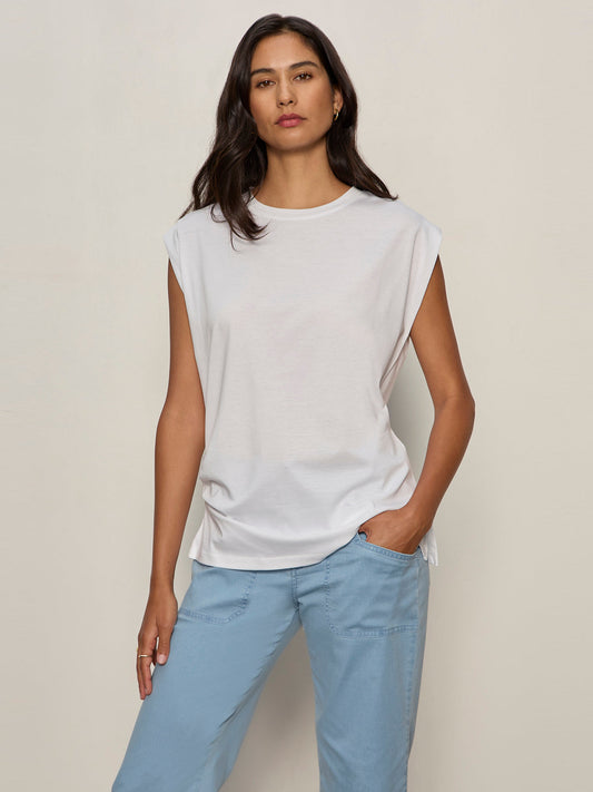 Sanctuary Clothing Featured - PLEATED MUSCLE TEE WHITE