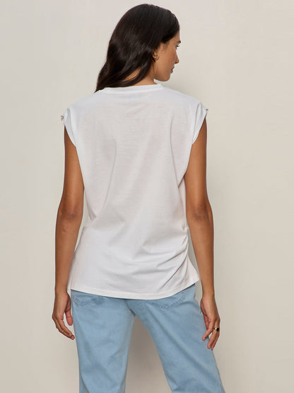 Sanctuary Clothing Featured - PLEATED MUSCLE TEE WHITE