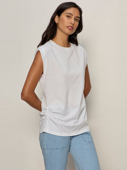 Sanctuary Clothing Featured - PLEATED MUSCLE TEE WHITE