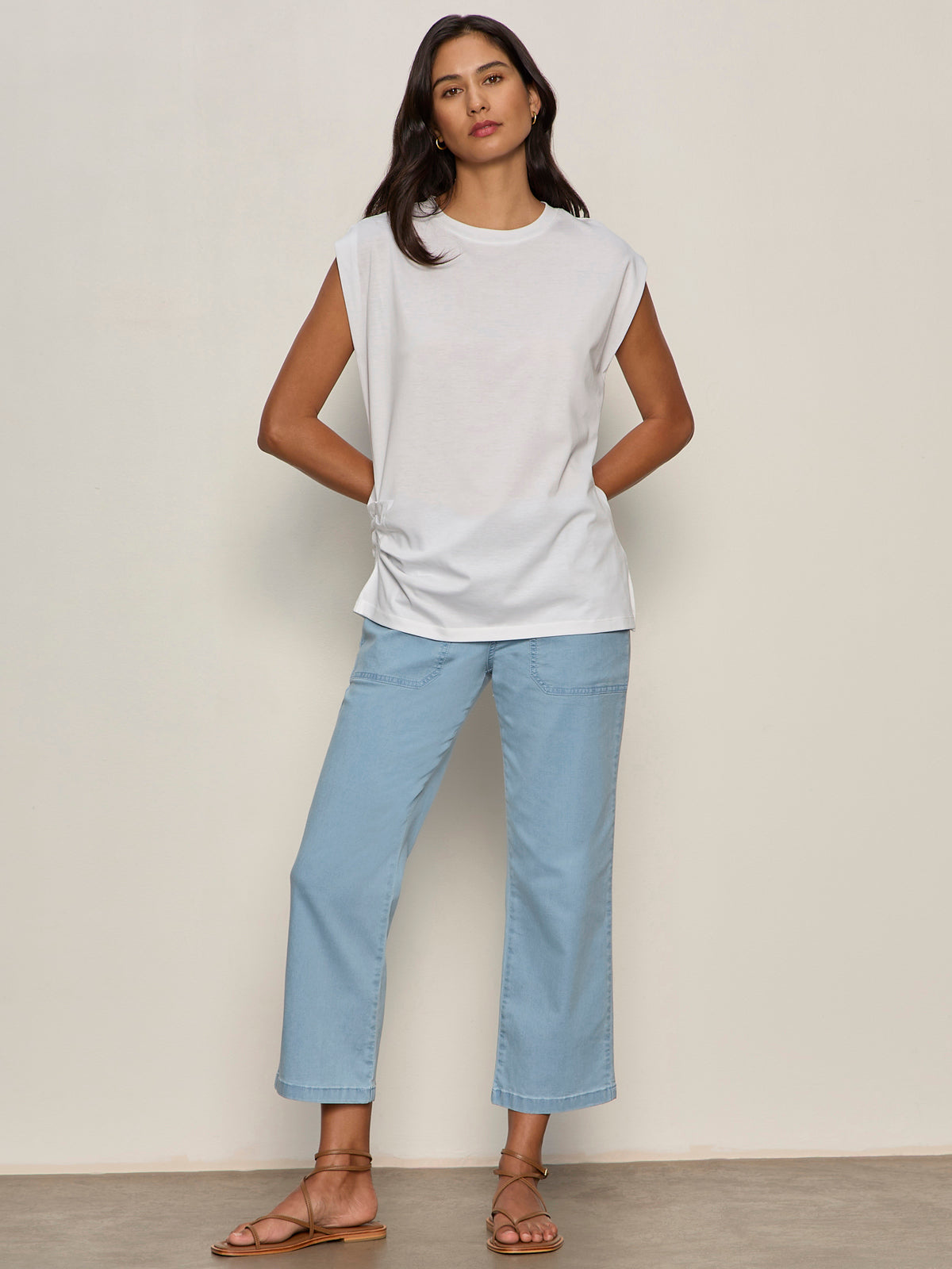Sanctuary Clothing Featured - PLEATED MUSCLE TEE WHITE