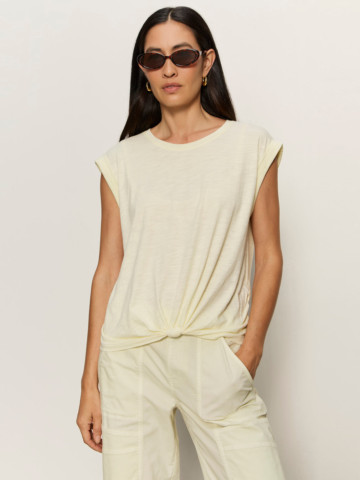 Sanctuary Clothing New - KNOTTED MUSCLE TEE LEMON DROP