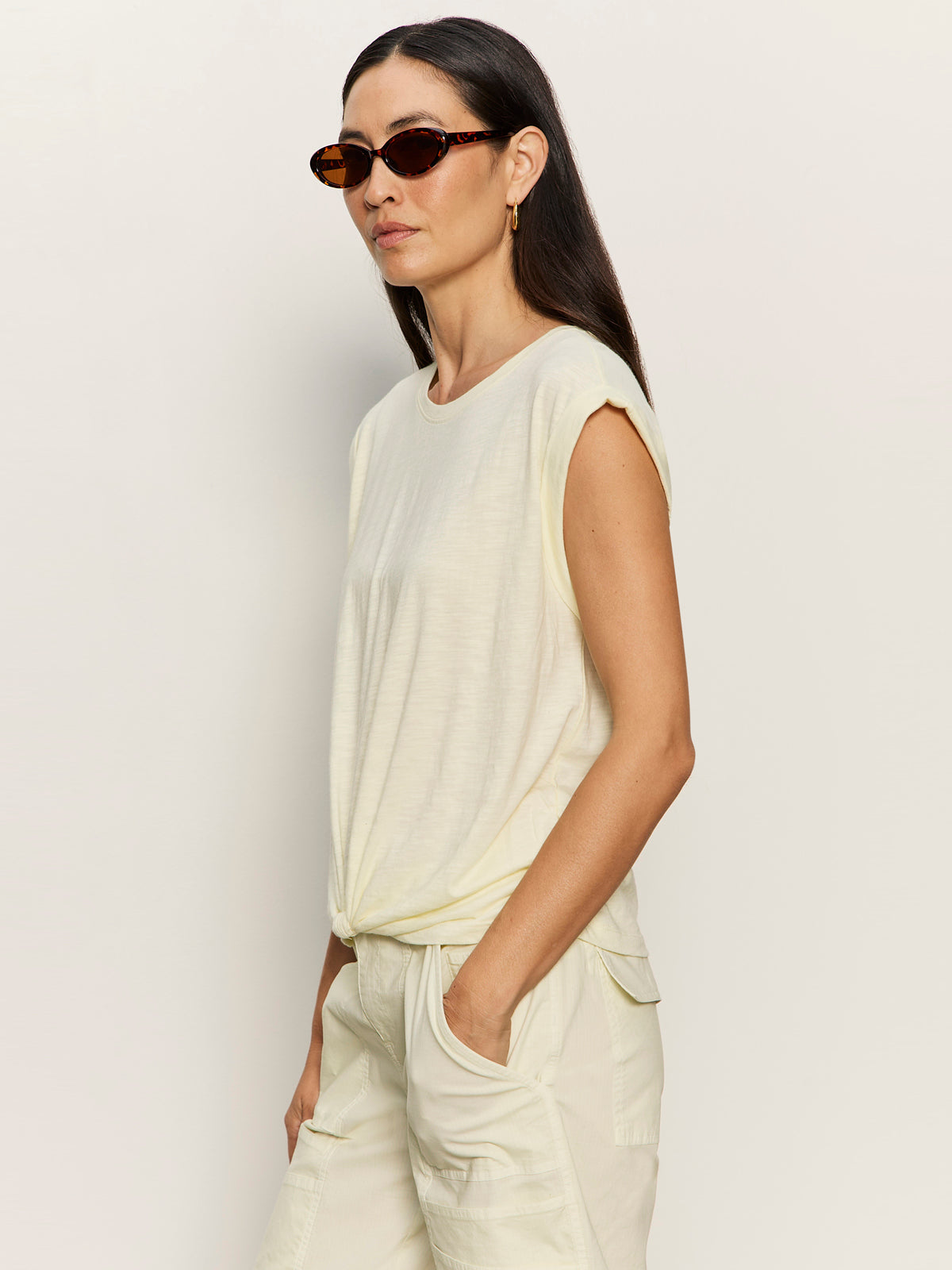 Sanctuary Clothing New - KNOTTED MUSCLE TEE LEMON DROP