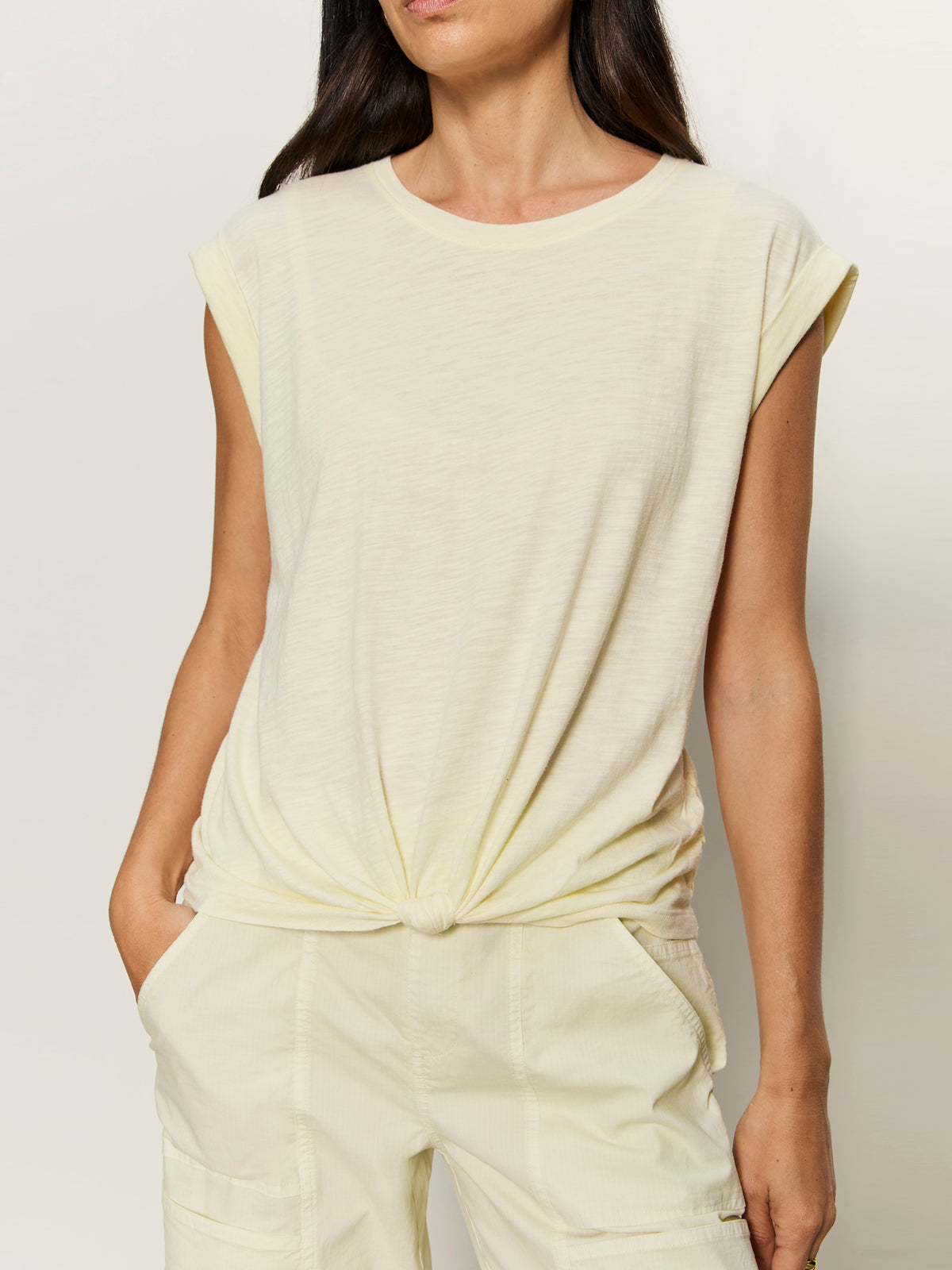 Sanctuary Clothing New - KNOTTED MUSCLE TEE LEMON DROP
