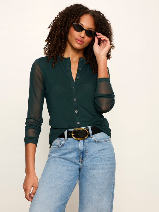 Sanctuary Clothing Deals - Mesh Long Sleeve Cardigan Forest