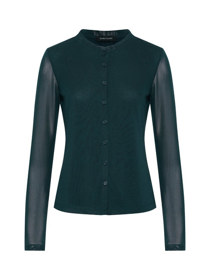 Sanctuary Clothing Deals - Mesh Long Sleeve Cardigan Forest