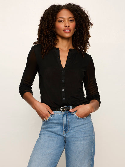 Sanctuary Clothing Trending - Mesh Long Sleeve Cardigan Black