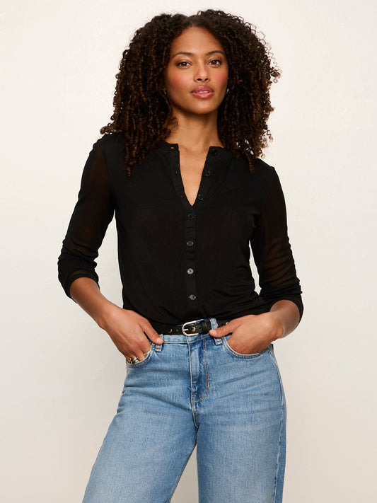Sanctuary Clothing Trending - Mesh Long Sleeve Cardigan Black