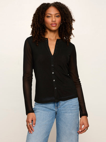 Sanctuary Clothing Trending - Mesh Long Sleeve Cardigan Black