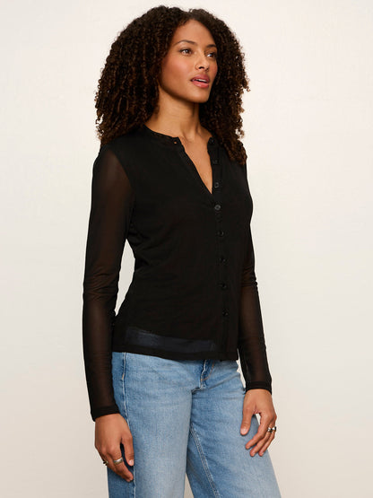 Sanctuary Clothing Trending - Mesh Long Sleeve Cardigan Black