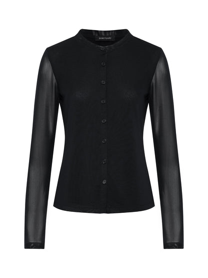 Sanctuary Clothing Trending - Mesh Long Sleeve Cardigan Black